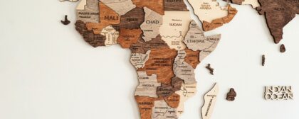 Wooden map of Africa.