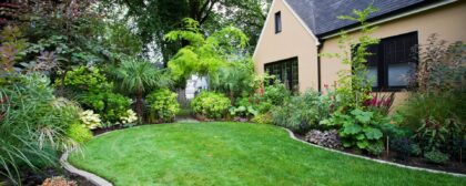 House and Landscaped Yard