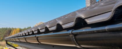 Close-up shot of a roof gutter